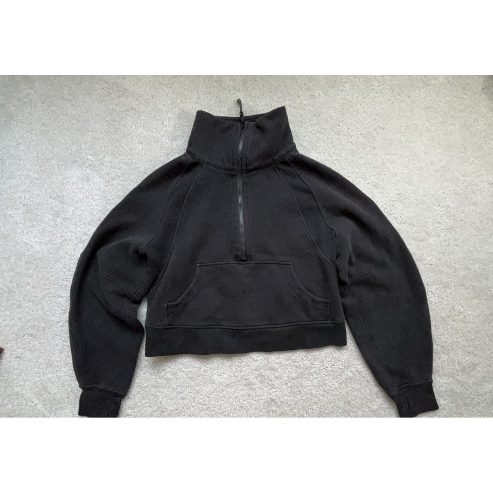 Lululemon Scuba Cropped Funnel Neck Half Zip Hoodie Black Size XS/S